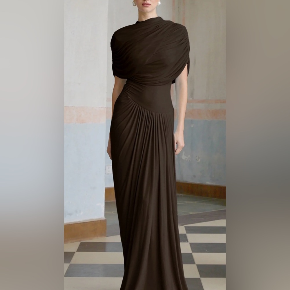 Chic Asymmetrical Brown Dress